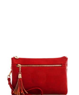 Multi Pocket Crossbody With Two Straps AD2583 RED